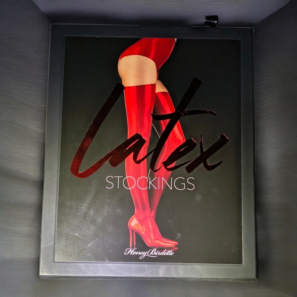 Honey Birdette Red Latex Stockings